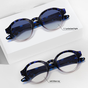 Wholesale Handmade Plate Anti-blue <b>Glasses</b> Fashion Vintage Tortoisesbill Driving Polarizing Sunglasses Round Sunglasses - Product Image 2