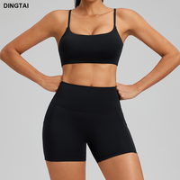 Dingtai femmes taille haute Yoga soutien-gorge ensemble séchage rapide exercice Shorts extensible doux respirant solide ligne avant taille XL pour actif