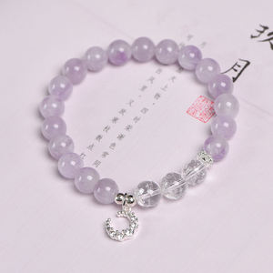 Bracelet tendance en perles de cristal spirituel en forme de boule, breloques mode, perles de guérison en améthyste lavande naturelle et quartz clair - Product Image 4