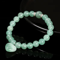 JD GEMS vente en gros de pierres précieuses en pierre naturelle Bracelet en quartz rose de 8mm Bracelet en pierre de jade en cristal de guérison avec breloque pendentif en forme de cœur