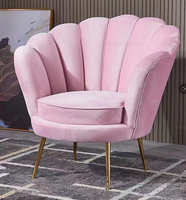 Chaise de canapé de luxe en forme de coquille de fleur en laiton doré tapisserie d'ameublement en métal tissu de velours 2 places meubles de salon chaise moderne