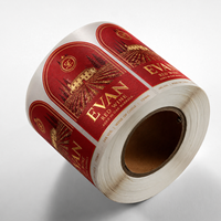 Étiquettes personnalisées pour bouteilles de vin rouge et de whisky, autocollants adhésifs avec logo, gaufrage à chaud en or UV, impression d'étiquettes en vinyle sur coton