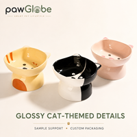 Vente en gros, faible MOQ, gamelle pour chat en céramique inclinée et surélevée, design mignon, gamelle d'alimentation pour animaux de compagnie, logo personnalisé, marque privée, fourniture OEM ODM