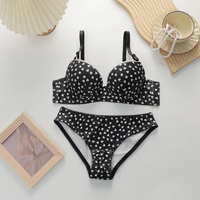 Ensemble soutien-gorge et culotte deux pièces sexy et tendance, respirant, push-up, à armatures, bonnet 3/4, antibactérien, bretelles réglables, motif imprimé