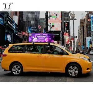 Layar led sisi ganda taksi P 5 iklan tanda digital atas Mobil tampilan led atap