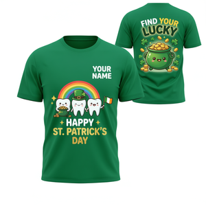 T-shirt personnalisé pour la Saint-Patrick, motif dents joyeuses, cadeau pour dentiste et hygiéniste - Product Image 2