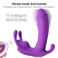 2 en 1 APP Control Butterfly Wearable Vibrator Culotte vibrante sans fil à distance pour les femmes Massage clitoridien Sex Toys érotiques