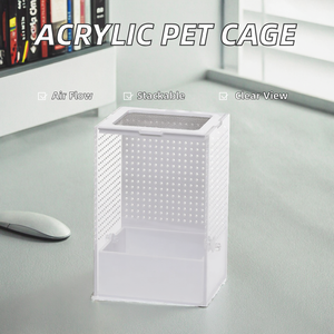 Terrario Acrílico <span class=keywords><strong>Grande</strong></span> para Reptiles e Insectos, Caja de Cría para Mantis, Arañas y Tarántulas, Apilable, Transpirable, Cuadrado, para Mascotas - Product Image 2