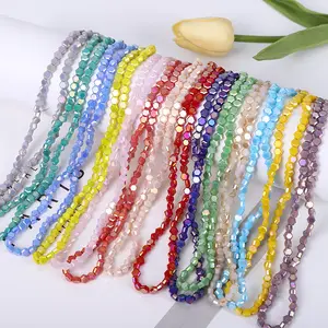 Wholesale 4mm 6mm crystal glass beads DIY bracelet jewelry ,colorful glass hexagon beads for jewelry making