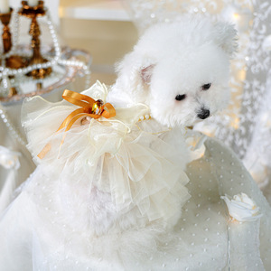 Pet Fluffy Gauze Dress Cute Summer High Formal Wedding Dress Polyester <b>Material</b> Chinese New Year Customization Available - Product Image 3