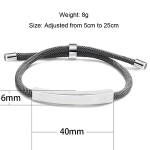 Braccialetti Macramè con Barra Rettangolare Nera Vuota in Acciaio Inossidabile Incisa, Personalizzabili con Logo ID, Placcati Oro 18k - Product Image 2