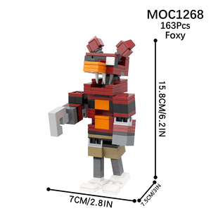 MOC1266-1269 FNAF <span class=keywords><strong>Five</strong></span> Nights <span class=keywords><strong>at</strong></span> <span class=keywords><strong>Freddy</strong></span> Bonnie Foxy Chica Jeu d'horreur Scène Bureau Décoration Modèle Blocs de construction Jouets pour enfants - Product Image 3
