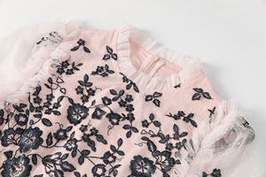 4XL 3XL 2XL abiti per festa di nozze 2025 primavera donna Sexy <span class=keywords><strong>Tulle</strong></span> maglia ricamato manica corta dolce rosa <span class=keywords><strong>lungo</strong></span> Maxi abito Festival - Product Image 3