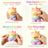 Ensemble de jouets sensoriels anti-stress licorne monstre dégradé arc-en-ciel pastel, 6 pièces