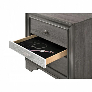 2 <b>Drawer</b> Nightstand With Jewelry <b>Drawer</b> Gray <b>Storage</b> Cabinet Bedroom Furniture - Product Image 5