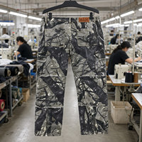 Pantalon cargo camouflage Yingling pour homme, patchwork, multi-poches, vintage, lavé, streetwear, en twill épais, imprimé DTG