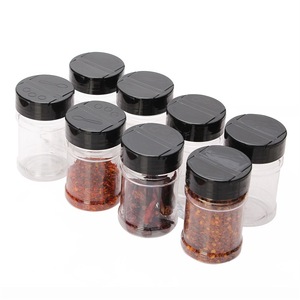 Kitchen Accessories A Empty Clear Plastic PET Spice Salt Pepper Herb Seasoning Shaker Storage Jar Bottle Container With Flip Lid