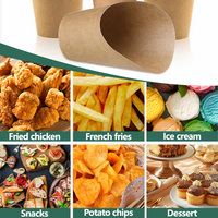 Gobelet en papier kraft jetable à paroi simple de 16 onces, incliné, pour frites, petite portion, avec logo personnalisé pour les repas décontractés, les pique-niques