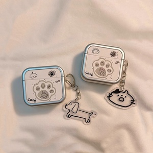Nouvelle <span class=keywords><strong>coque</strong></span> de protection pour écouteurs motif empreintes de pattes de chat et de chien, <span class=keywords><strong>couple</strong></span> de dessins animés mignons - Product Image 1