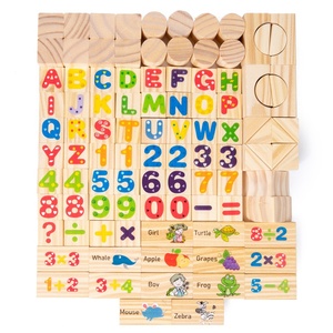 Giocattoli Montessori per l'educazione della prima infanzia, legno colorato blocchi di legno per la costruzione di sviluppo cognitivo numeri e lettere - Product Image 5