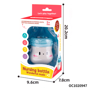 Hochet pour bébé en forme de biberon de dessin animé, jouet sensoriel Montessori électrique en plastique pour 0-6 et 6-12 mois avec lumières et musique - Product Image 6