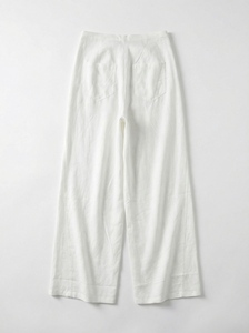 Nachhaltige, umweltfreundliche Leinenmischung, einfarbige Hose mit mittelhohem Bund, Kordelzug, Taschen und weitem Bein für Damen, atmungsaktive Sommer-Arbeitskleidung online - Product Image 6