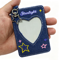4 Warna Denim Heart Self Finishing Keychain DIY Needlepoint Dompet Dengan Gantungan Kunci untuk Proyek Kerajinan Jarum