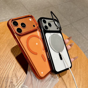for iphone 17 16 electroplated luxury phone case,for iphone 17 pro max magnetic case with <b>stand</b> camera protection unbranded - Product Image 5