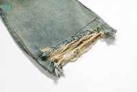 Jeans en denim pour hommes lavés personnalisés jeans baggy lavés à l'acide Y2K pantalon en jean évasé vintage avec déchirures