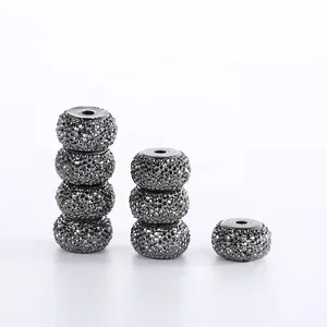 CHENKAI 10mm 12mm Jewelry Making DIY Bracelets Necklace Big Hole Decor Glitter Beads Rhinestone Spacers For Pens