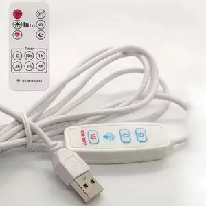 DC5V USB Dimmer 1.5m power Cord Cable with Switch Dimmable Remote Controller 2pin Extension Wire for Single Colors Strip Lights