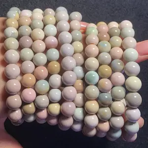 Healing gems natural milky opaque 9~10mm Alashan agate beads stretch bracelet