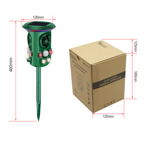 Animal Repeller 360 Degree Outdoor Garden Pest Deterrent Green <b>Plastic</b> Stake Light with LED and Ultrasonic Features - Product Image 5