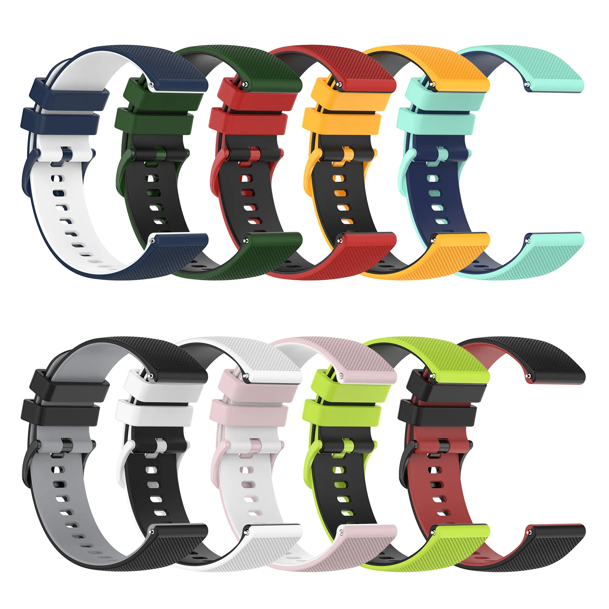 Small check two color silicone watch strap dual color texture wristband replacement band for Garmin Vivoactive4 Forerunner255