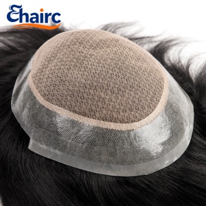 Système capillaire pour hommes à double couche avec base en dentelle, 100% <span class=keywords><strong>cheveux</strong></span> indiens Remy <span class=keywords><strong>bouclés</strong></span>, maille fine respirante - Product Image 3