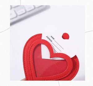 Vente directe usine – Étiquette de bagage en cuir PU motif cœur simple avec lettres et logo, idéale pour cadeau et anti-perte - Product Image 3