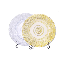 Decoratieve bruiloft fruit schaal gekleurd 13 inch gouden ronde glazen charger plate voor bruiloft decoratie elegant voor evenement feest