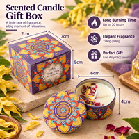 Bougie d'aromathérapie en cire de soja aux fleurs séchées, sans fumée, dans un pot métallique, pour la maison, la chambre, les fêtes, et comme coffret cadeau d'anniversaire