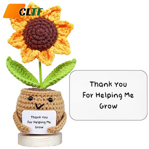 Crochet fait main poupée de tournesol positive Crochet avec carte tournesol coeur fleur rempotage tricot fleur tricot fleur en pot - Product Image 1