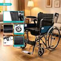 Fauteuil roulant manuel en acier MDK modèle QK608 classe I 1 an de garantie pour l'utilisation hospitalière Chaise de transfert patient pliante pour handicapés