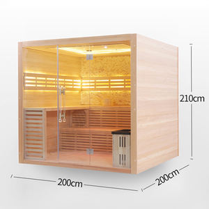Sauna intérieur moderne en bois massif de pruche avec panneau de commande électrique pour 4 personnes - Product Image 6