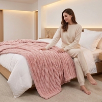 Plaid Moderne Rayé Épais en Fausse Fourrure Toutes Saisons, Ultra Doux, Chaud et Luxueux, Anti-Boulochage, pour Canapé, Lit, Chambre et Salon