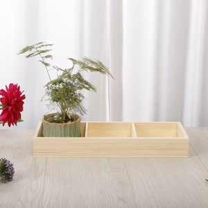 Modern Minimalist Wooden <b>Storage</b> <b>Tray</b> Rectangle 2-3 Compartments Multifunction Home Desktop Organizer Unfinished Solid Wood - Product Image 1