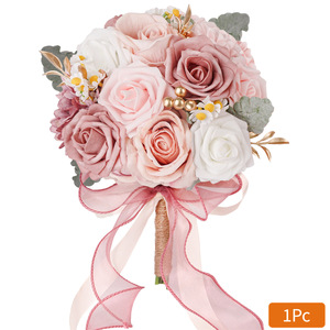 Ramo de Novia Rosa Polvoriento con Margaritas y Eucalipto, Flores Artificiales Hechas a Mano para Bodas, Novias, Damas de Honor y Sesiones de Fotos - Product Image 4