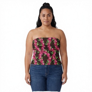Top de Tubo con Hombros Descubiertos y Logotipo Personalizado, Estilo Samoano, Top Envolvente Polinesio para Mujer, Diseño Artesanal Mokihana Lei, Poliéster, Verano - Product Image 3