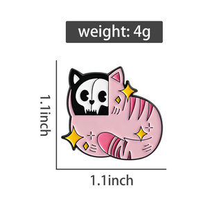 Pin de esmalte de gato esqueleto rosa, estilo punk, dibujos animados, gatito, broche de animal, insignia de solapa, joyería de Halloween, regalo al por mayor - Product Image 6