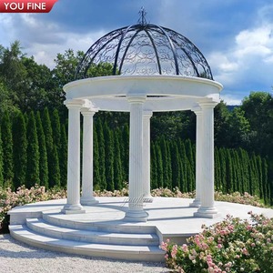 Youfine Tùy Chỉnh Sang Trọng Ngoài Trời Lâu Đài Vườn Phong Cách Châu Âu Tay Chạm Khắc Đá Tự Nhiên Bằng Đá Cẩm Thạch Trắng Đám Cưới Gazebo - Product Image 3