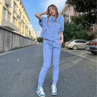 Ensemble 2 pièces pour femmes-Top à manches courtes avec fourrure-Cardigan décontracté en laine mélangée-Ensemble 2 pièces avec col en fourrure de renard