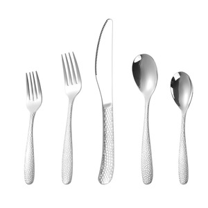 CJ316L Hammer Textured <b>Knife</b> <b>Fork</b> Spoon Set 316 Stainless Steel European Style Cutlery For Catering Steak Dinner - Product Image 3