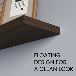Iva Floating Shelf In Melamine Dark Walnut X2 <b>Wall</b> <b>Display</b> Shelves - Product Image 3